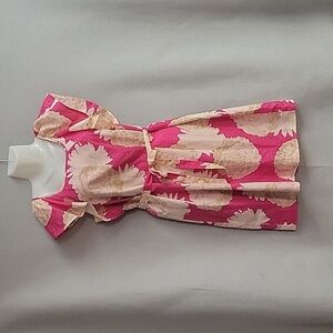 Britt Ryan silk blend Pink Floral Ruffle midi dress V back size 8